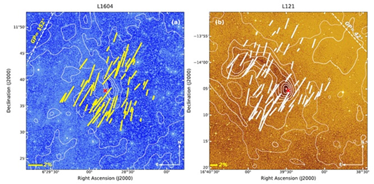 Polarization maps of dark clouds